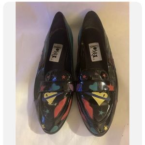Abstrax Vintage 80s New Wave Music Pop Shapes Colorful Black Shoes Women’s 10 M